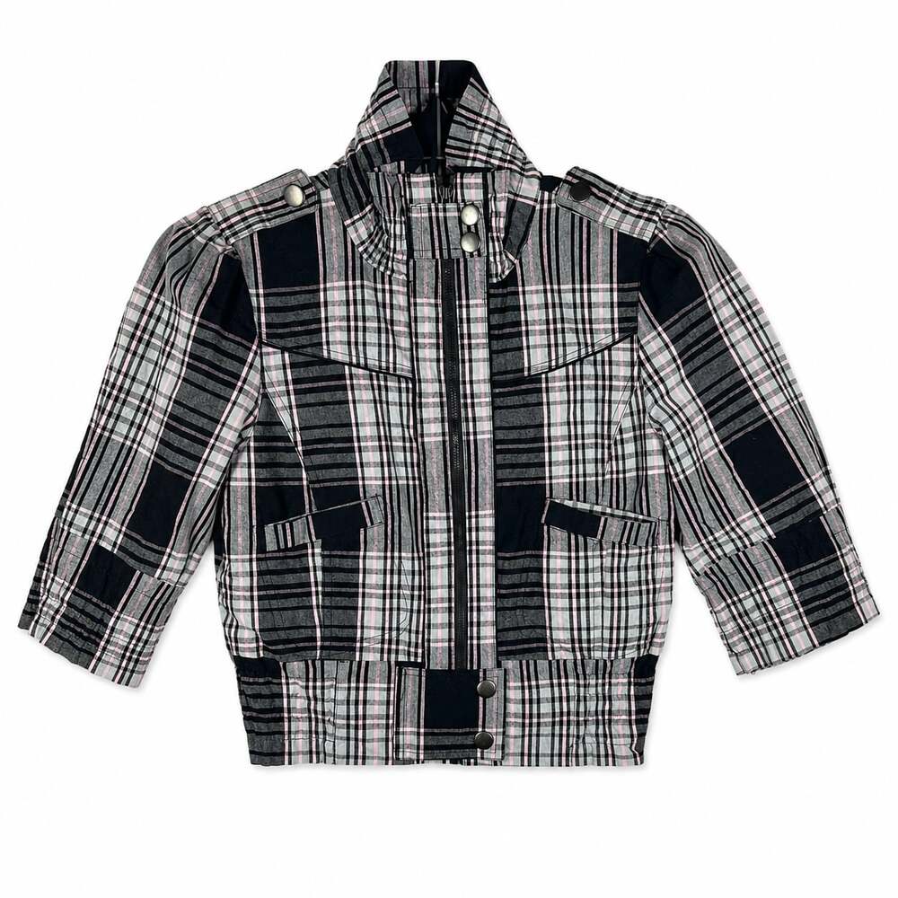 Y2K Therapy by Lane Crawford Plaid Cropped Quarter-Sleeve Bomber Jacket